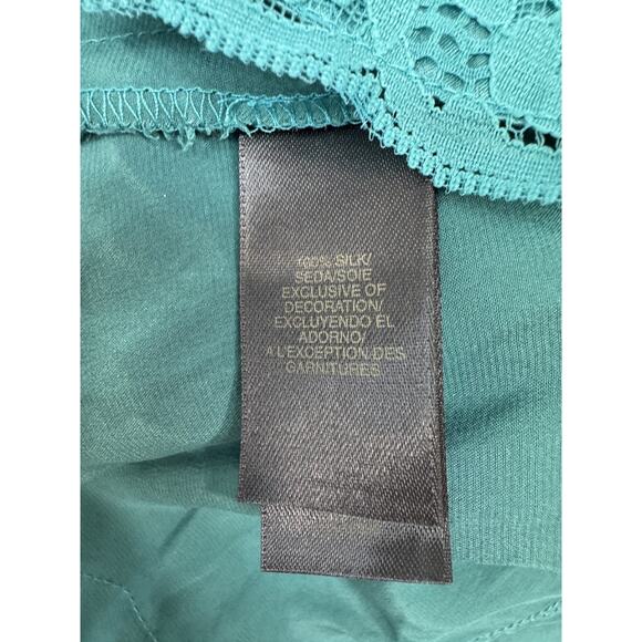 Y2K 100% Silk Lace Basic Layering Tank Top Teal Liz Claiborne Size 14 Petite - Picture 9 of 9